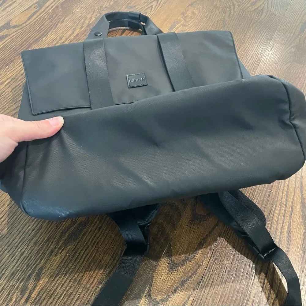 UNRL Black Vinyl Zip Up Waterproof Backpack Tote